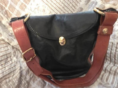 Hermoso Bolso Cubo Marino Orlandi Cuero Negro/Marrón Foto 1 de 4