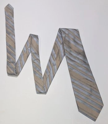 Corbata para hombre Calvin Klein toda seda tostada azul plata rayas Foto 1 de 4