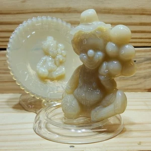 Mosser Glass "Flip" All The World Loves A Clown Cream Color w/Plate & Stand - Picture 1 of 12