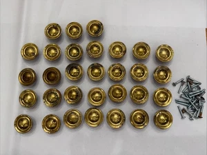 VTG Antique Knobs Lot Of 31 Brass Plate Tin Head Brass Stem Drawer Pulls 1.5” - Picture 1 of 6