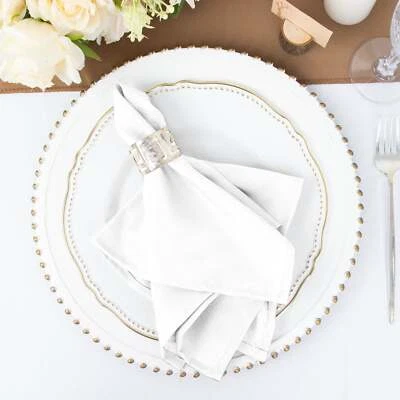 25 pcs White Polyester 17x17" TABLE NAPKINS Wedding Party Kitchen Linens SALE - Image 1 of 4