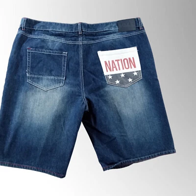 Pantalones Cortos Parish Nation Para Hombre 42x13.5 Rojo Blanco Azul Estrellas Denim Envejecido Foto 1 de 4