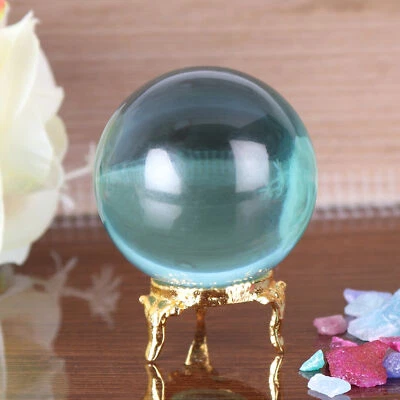 Cristal curativo Reiki pulido creado en laboratorio Aqua Color 600 quilates obsidiana 44 mm Foto 1 de 4