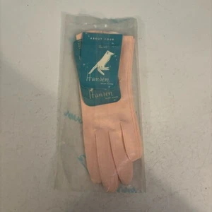 Vintage deadstock Hansen women’s pink pastel nylon gloves size 6.5 - Picture 1 of 10