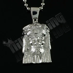 18K White Gold Plated JESUS PIECE CZ Pendant Silver Necklace 6 - Picture 1 of 4