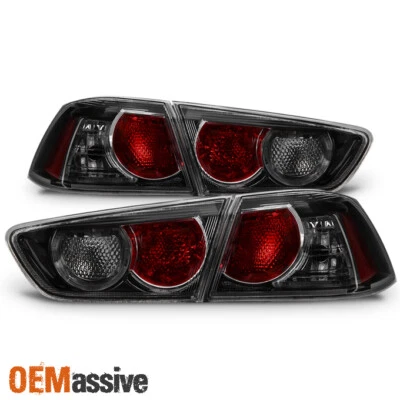Fit 2008-2017 Mitsubishi Lancer 2008-2015 EVO X Black Smoked Tail Lights Lamps - Image 1 of 4