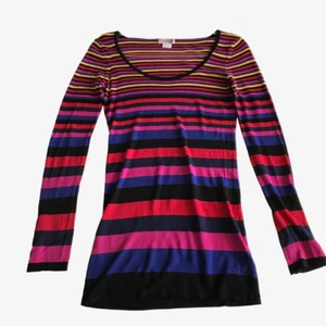 Kensie girl top elongated blouse stripe knit scoop neck long sleeve SMALL - Picture 1 of 9