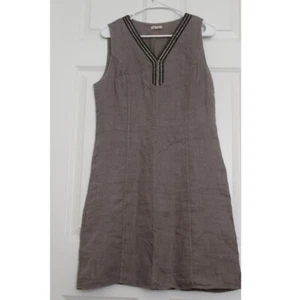 Lina Tomei Leinenkleid grau ärmellos verziert Damen Gr. M Büro minimalistisch  - Bild 1 von 6