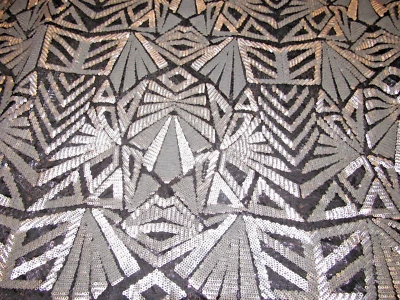 Glamorosa tela plateada Art Deco lentejuelas 3 yardas 55 de ancho  Foto 1 de 4