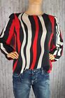 SHEIN Size Large Striped Dressy Blouse Red Black White Career Top Blouse 