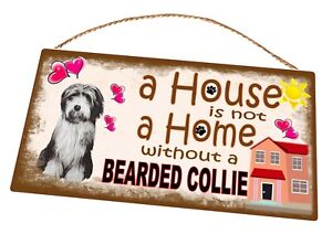 Bearded Collie Novelty Metal Sign Pussy Cat Metal Door Sign Dog Plaque Sign