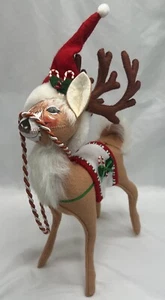 2005 Annalee Mobilities Doll 14" Reindeer Christmas Candy Cane Poseable Felt - Picture 1 of 9
