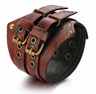 Мужской широкий большой готический кожаный ремень браслет манжеты браслет повязка на запястье 85 мм - Изображение 1 из 4