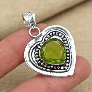 Fine Peridot Topaz Gemstone 925 Sterling Silver Handmade Pendant B-14 - Picture 1 of 5