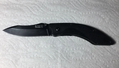 Faca de bolso dobrável preta 5.11 Tactical 2012 lâmina plana Linerlock - Ótimo estado - Imagem 1 de 4