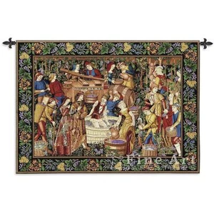 75x53 LES VENDANGES GRAPE HARVEST Vineyard Wine Tapestry Wall Hanging - Picture 1 of 1