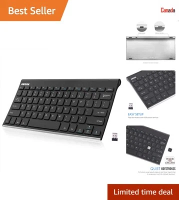 Ultra Compact Slim Full Size Wireless Keyboard - 2.4G - Windows 10/8/7/Vista/XP - Image 1 of 4