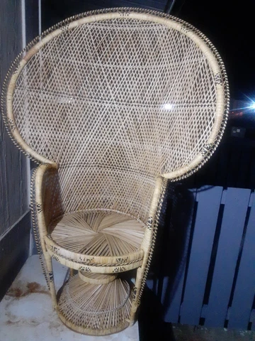 MID CENTURY PAPASON WICKER PEACOCK  RATTAN FAN BACK ARM CHAIR 62"t x 42"w20"seat Cover
