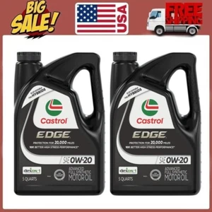 Castrol EDGE 0W-20 Advanced Full Synthetic Motor Oil, 5 Quarts, 2 Packs - Picture 1 of 15