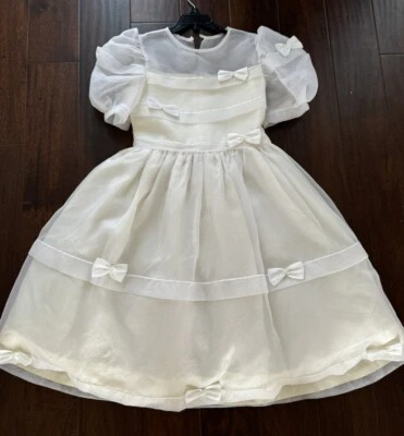 VTG dress Gorgeous Sylvia Whyte Wedding Communion Portrait Sheer Organza SZ 10 - Image 1 of 4