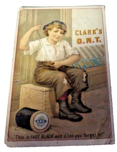 ONT filo nero Clark's School carta da visita vittoriana cotone ragazzo in cassa - Foto 1 di 2