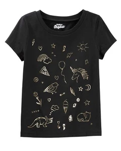 OshKosh B'Gosh Toddler Girls' Gold Foil Unicorn Tee 2T-5T - Picture 1 of 1