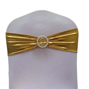 250 Metallic Spandex Chair Band for Folding Banquet Lycra Universal Chair Covers - Picture 1 of 6
