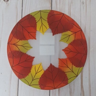 Yankee Candle Falling Leaves Bandeja de Vidrio Redonda/Plato Candelabro Otoño Otoño Foto 1 de 4