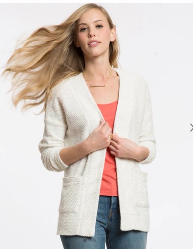 OFF WHITE Cappotto Salina Marine Layer aperto davanti maglia cardigan panna donna tg M L