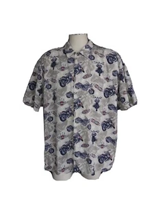 C&B Sport Men's XL Button Up Short Sleeve Shirt Biker Motorcycles USA Pattern - Picture 1 of 12