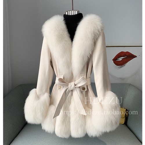OFF WHITE Cappotto pelliccia di volpe donna 2024 nuovo giovane piumino d'oca fodera interna piumino giacca cappotto caldo