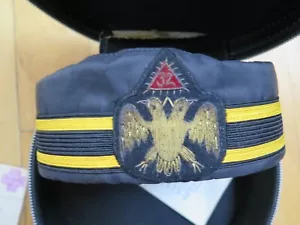 VINTAGE 32 DEGREE FREEMASON MASONIC SCOTTISH RITE HAT CAP & CASE SEE ALL PICS - Picture 1 of 9
