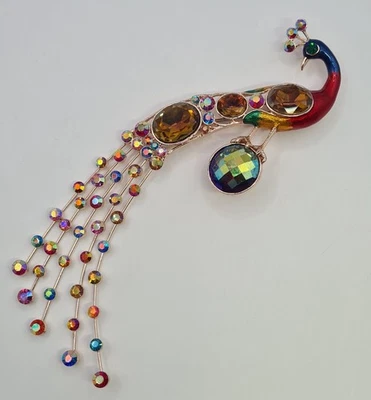 Butler And Wilson Peacock Brooch multicolour crystals 6.5" - Image 1 of 4