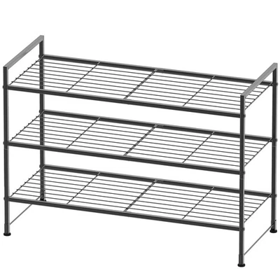 Estante de almacenamiento apilable para zapatos de 3 niveles, negro Foto 1 de 4