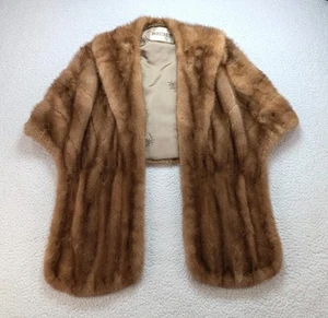 Mantón de piel de visón Riches vintage envolvente marrón elegante formal capa estola lujo - Imagen 1 de 13