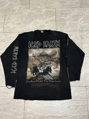 De colección Iced Earth Something Wicked This Way Comes Manga Larga Años 90 Metal Grande Foto 1 de 4