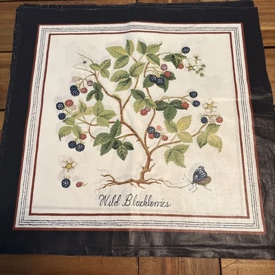 Vintage Waverly Chintz Fabric Panel “Wild Blackberries” 18” x 18” - Image 1 of 2