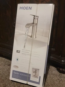 Grifo de baño de un solo orificio MOEN Genta de níquel cepillado resistente a manchas - Imagen 1 de 4