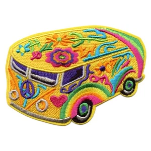Groovy Van Bus Patch Hippie Style Embroidered Iron On - Picture 1 of 2