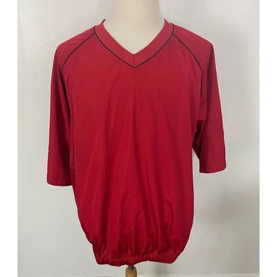 Hombre FootJoy FJ Rojo Poliéster Manga Corta Pullover Golf Cortavientos, L Foto 1 de 4