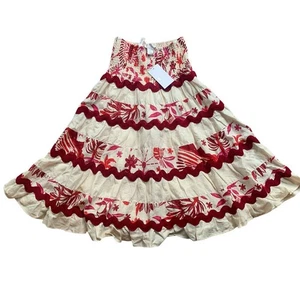 Caroline Constas Floral 2 Piece Set Crop Top Smocked Waist Tiered Skirt Size S - Picture 1 of 12