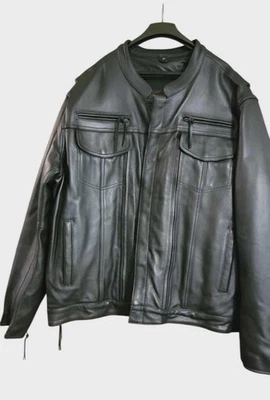 Jaqueta de Moto Daniel Smart Blaze Runner Couro Real Big Man Tamanho 5X- Boone - Imagem 1 de 4