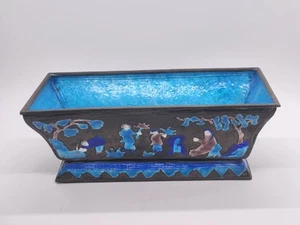 Antique Vintage 1920's Chinese Cloisonne Bonsai Tree Planter Metal w/Some Wear - Picture 1 of 18