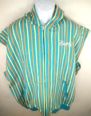 Big/Tall Coogi  4XL Blue Multi Color Stripe Sleeveless Zipper Hooded Vest/Read - Image 1 of 4