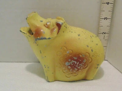 Vintage Cast Metal Yellow Piggy Bank ~As Is~ - Image 1 of 4