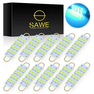 10x Ice Blue 44mm 211-2 212-2 578 12SMD Rigid Loop LED Bulb for Trunk Door Light - Foto 1 di 5