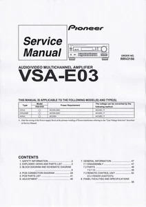 Manuale di assistenza per Pioneer VSA-E03 - Foto 1 di 1