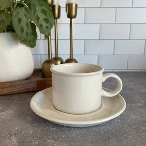 Vintage MIDWINTER LTD "STONEHENGE WHITE" FLAT CUP & SAUCER SET - ENGLAND EUC - Picture 1 of 7