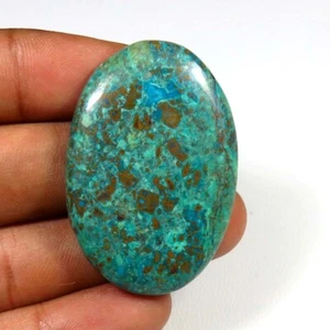 Blue Green Oval Cabs 40x28mm Natural Chrysocolla Cabs Polished Smooth Gems CH-82 - Picture 1 of 4