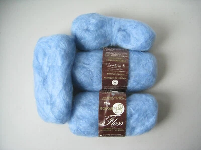Spinrite Bouquet Floss Mohair Wool Yarn Lot 4x25g Skeins Sky Blue Knit Crochet - Image 1 of 4